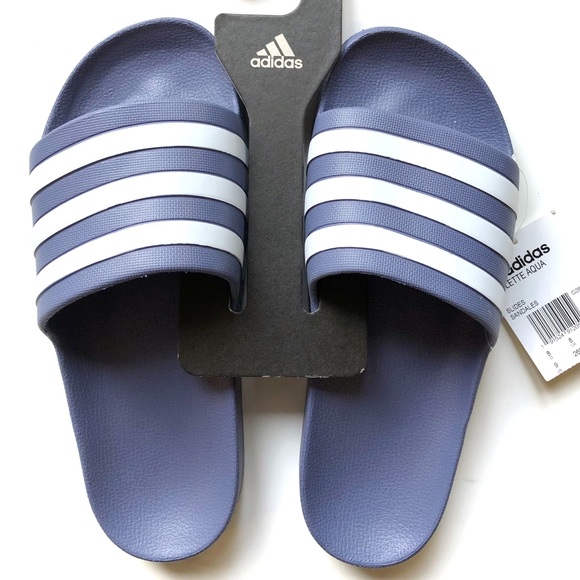periwinkle adidas slides